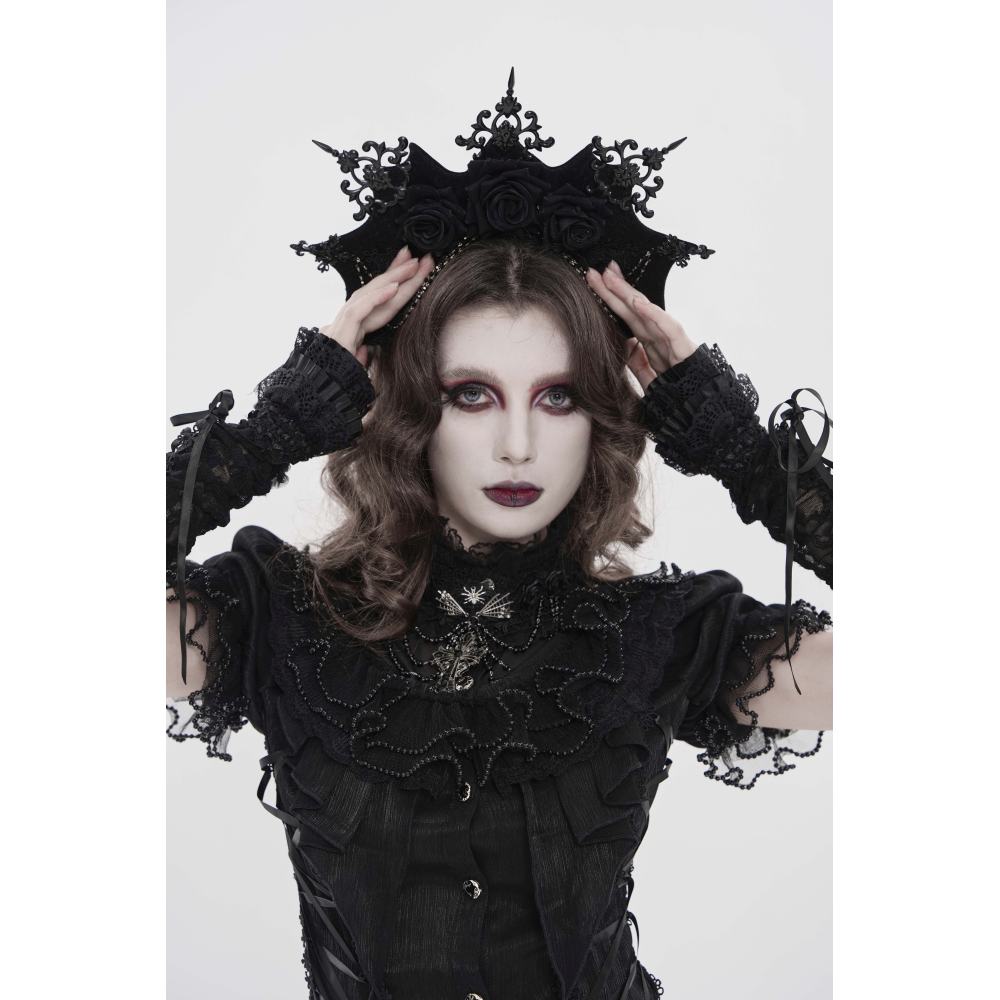 Devil Fashion - Nocturnal Roses Headband - Black